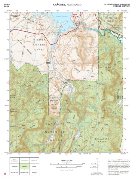 Santa Fe National Forest Quadrangle Map: pg 15 Canones Preview 1