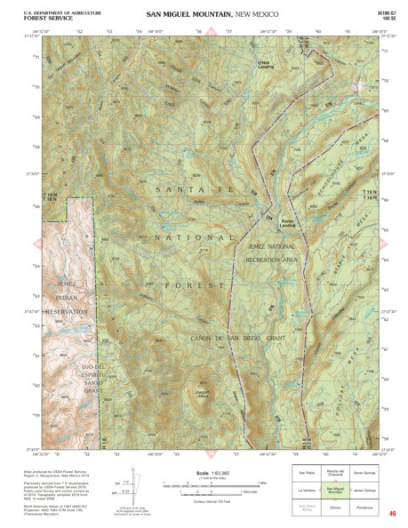 Santa Fe National Forest Quadrangle Map: pg 46 San Miguel Mountain Preview 1