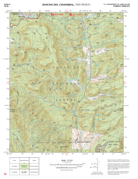 Santa Fe National Forest Quadrangle Map: pg 33 Rancho Del Chaparral Preview 1