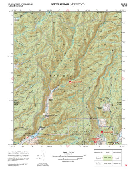 Santa Fe National Forest Quadrangle Map: pg 34 Seven Springs Preview 1