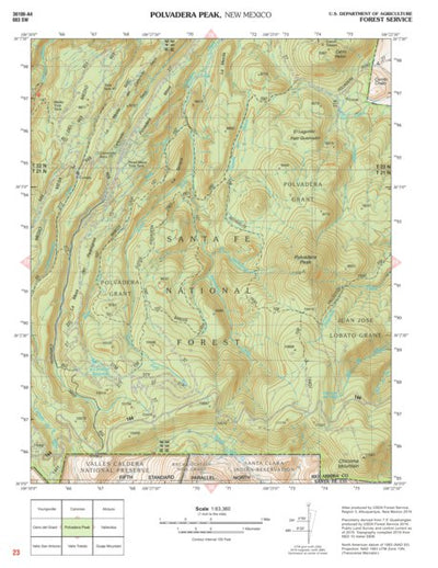 Santa Fe National Forest Quadrangle Map: pg 23 Polvadera Peak Preview 1