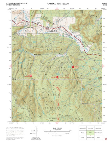 Santa Fe National Forest Quadrangle Map: pg 12 Gallina Preview 1