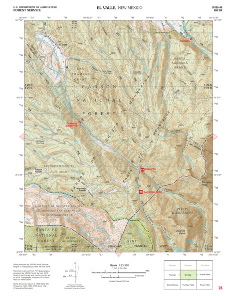 Santa Fe National Forest Quadrangle Map: pg 28 El Valle Preview 1