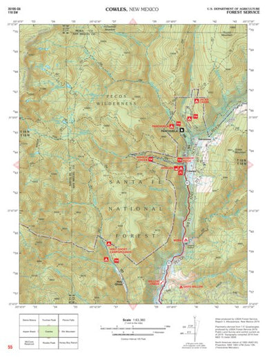 Santa Fe National Forest Quadrangle Map: pg 55 Cowles Preview 1