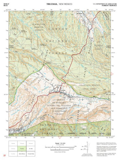 Santa Fe National Forest Quadrangle Map: pg 27 Truchas New Preview 1