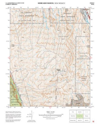 Santa Fe National Forest Quadrangle Map: pg 52 Horcado Ranch Preview 1