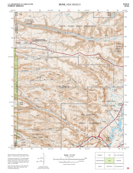 Santa Fe National Forest Quadrangle Map: pg 38 Puye Preview 1