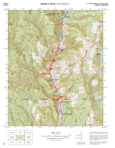 Santa Fe National Forest Quadrangle Map: pg 67 Rosilla Peak Preview 1