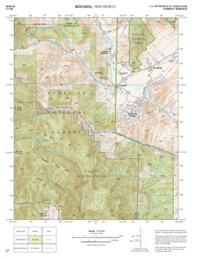 Santa Fe National Forest Quadrangle Map: pg 57 Rociada Preview 1