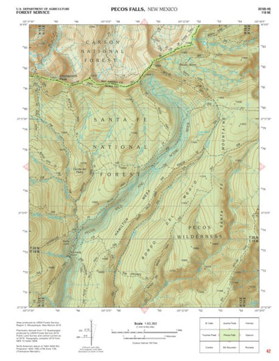 Santa Fe National Forest Quadrangle Map: pg 42 Pecos Falls Preview 1