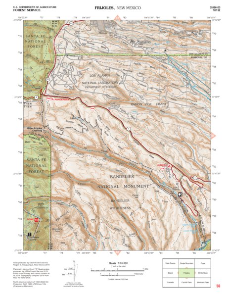 Santa Fe National Forest Quadrangle Map: pg 50 Frijoles Preview 1