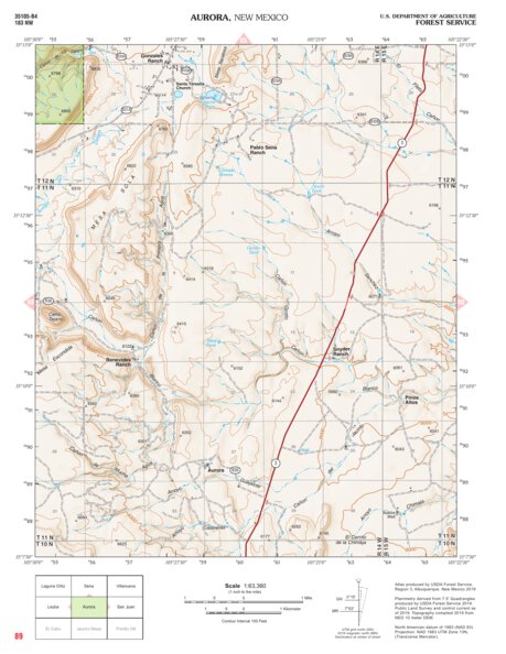 Santa Fe National Forest Quadrangle Map: pg 89 Aurora Preview 1