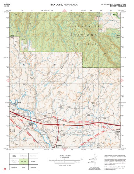 Santa Fe National Forest Quadrangle Map: pg 81 San Jose Preview 1