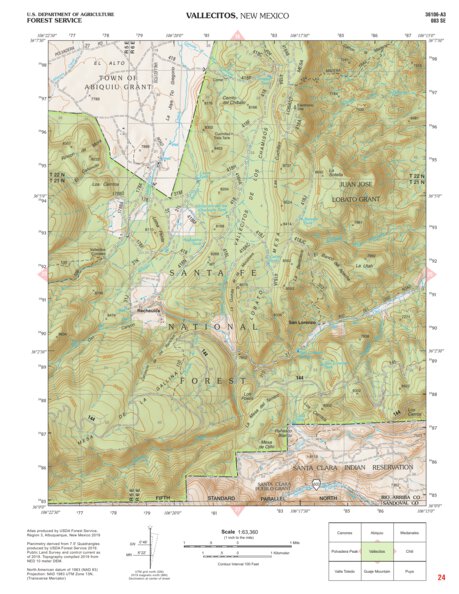 Santa Fe National Forest Quadrangle Map: pg 24 Vallecitos Preview 1
