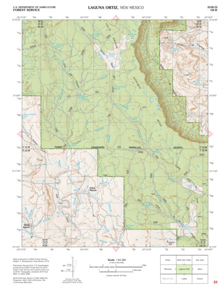 Santa Fe National Forest Quadrangle Map: pg 84 Laguna Ortiz Preview 1