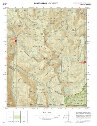 Santa Fe National Forest Quadrangle Map: pg 29 Jicarita Peak Preview 1