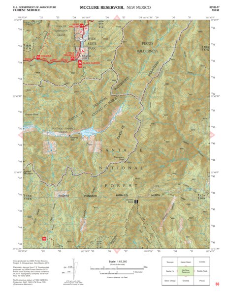 Santa Fe National Forest Quadrangle Map: pg 66 McClure Reservoir Preview 1