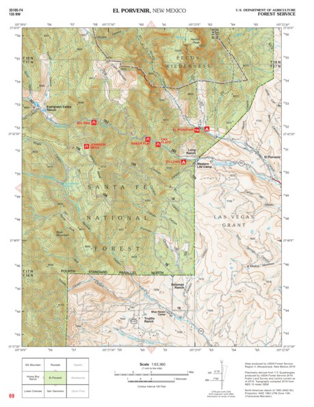 Santa Fe National Forest Quadrangle Map: pg 69 El Porvenir Preview 1
