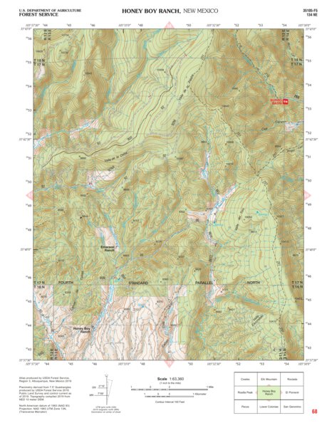 Santa Fe National Forest Quadrangle Map: pg 68 Honey Bear Ranch Preview 1