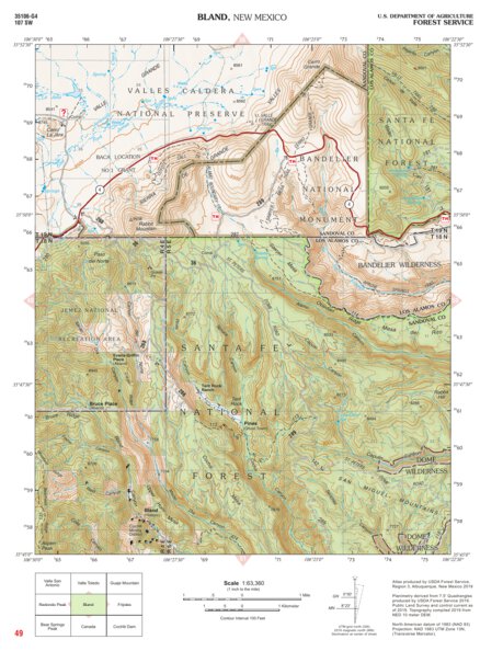 Santa Fe National Forest Quadrangle Map: pg 49 Bland Preview 1