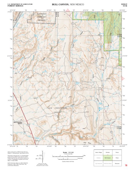 Santa Fe National Forest Quadrangle Map: pg 78 Bull Canyon Preview 1