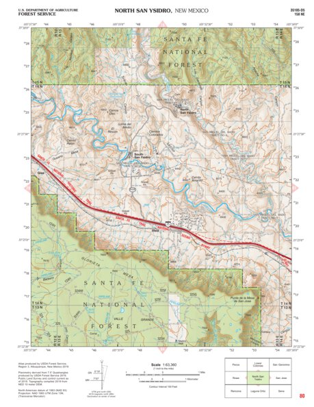 Santa Fe National Forest Quadrangle Map: pg 80 North San Ysidro Preview 1