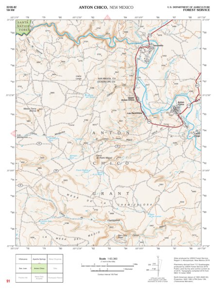 Santa Fe National Forest Quadrangle Map: pg 91 Anton Chico Preview 1