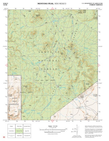 Santa Fe National Forest Quadrangle Map: pg 63 Montroso Peak Preview 1