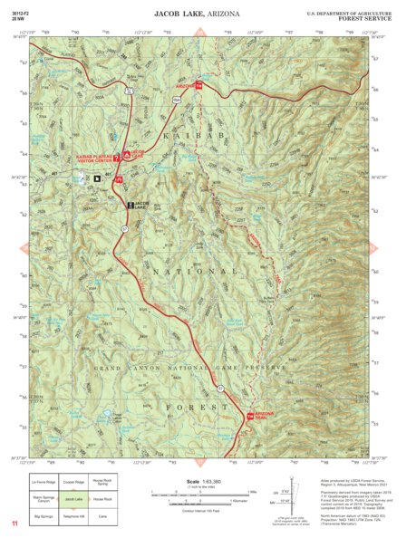 Kaibab National Forest Quadrangle Map Atlas: pg 11 Jacob Lake Preview 1
