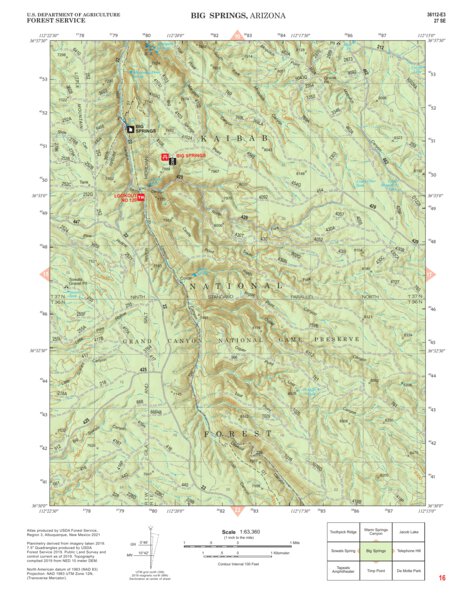 Kaibab National Forest Quadrangle Map Atlas: pg 16 Big Springs Preview 1