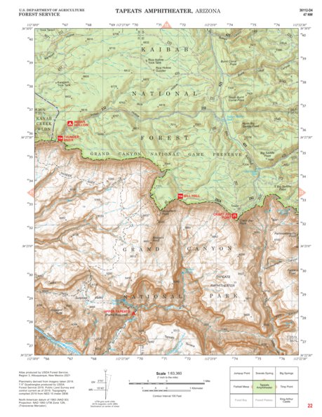 Kaibab National Forest Quadrangle Map Atlas: pg 22 Tapeats Amphitheater Preview 1