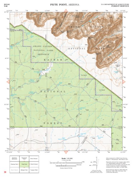 Kaibab National Forest Quadrangle Map Atlas: pg 39 Piute Point Preview 1
