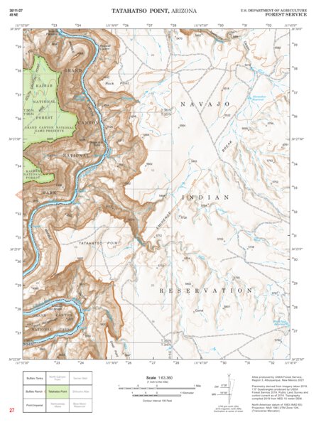 Kaibab National Forest Quadrangle Map Atlas: pg 27 Tatahatso Point Preview 1