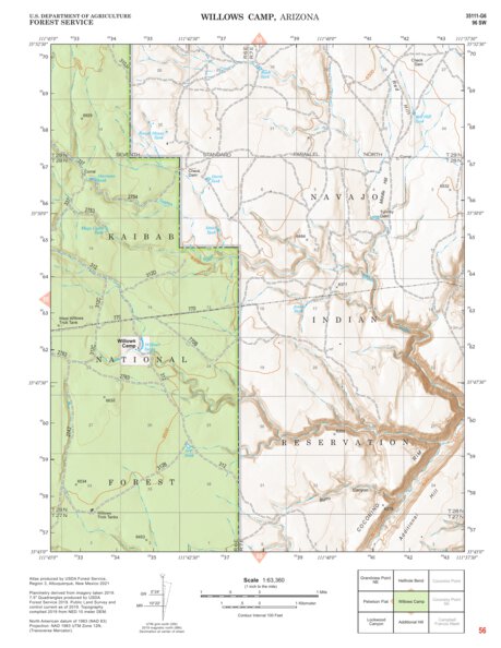 Kaibab National Forest Quadrangle Map Atlas: pg 56 Willow Camp Preview 1