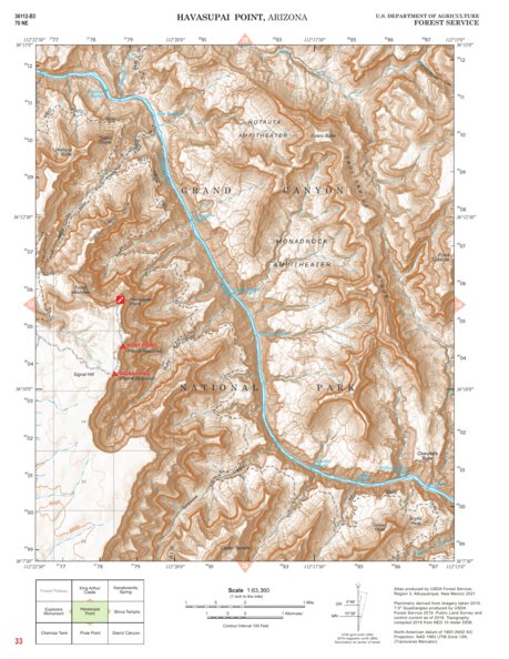 Kaibab National Forest Quadrangle Map Atlas: pg 33 Havasupai Point Preview 1