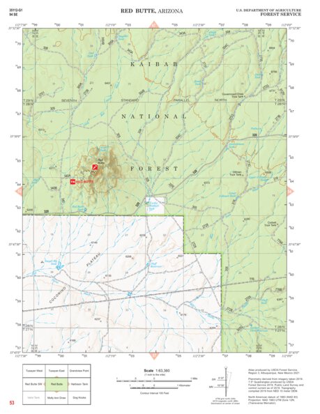 Kaibab National Forest Quadrangle Map Atlas: pg 53 Red Butte Preview 1