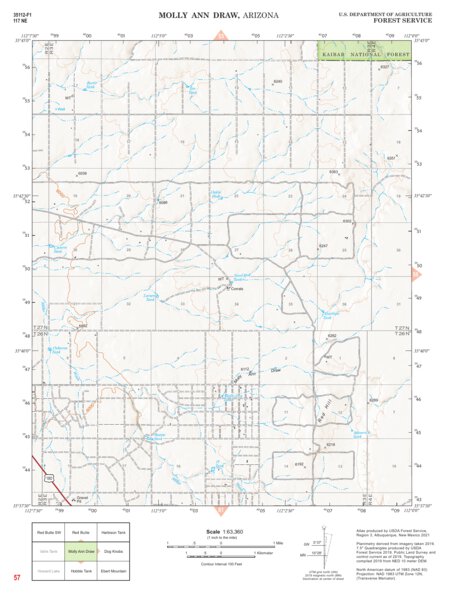 Kaibab National Forest Quadrangle Map Atlas: pg 57 Molly Ann Draw Preview 1