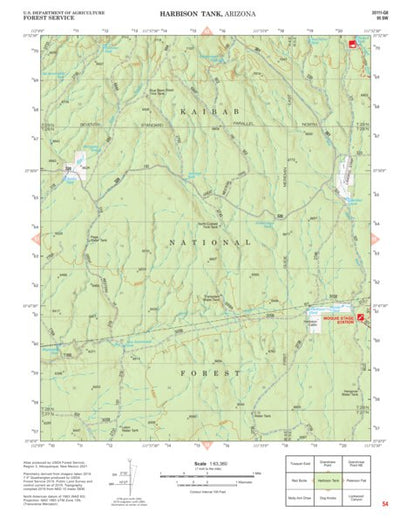 Kaibab National Forest Quadrangle Map Atlas: pg 54 Harbison Tank Preview 1