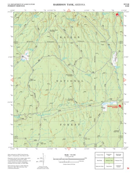 Kaibab National Forest Quadrangle Map Atlas: pg 54 Harbison Tank Preview 1
