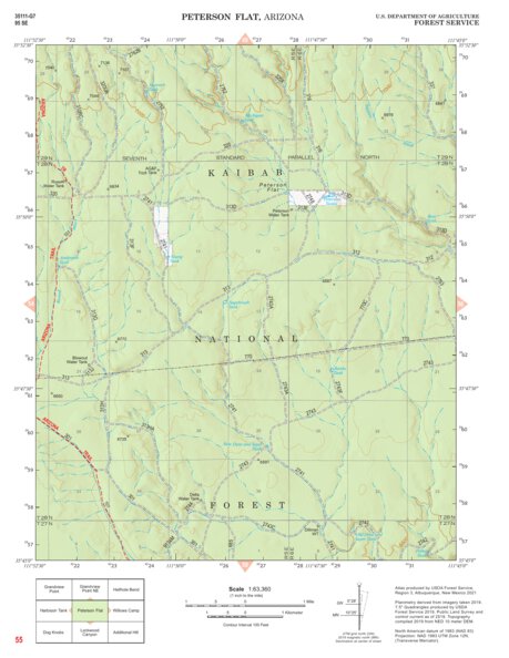 Kaibab National Forest Quadrangle Map Atlas: pg 55 Peterson Flat Preview 1