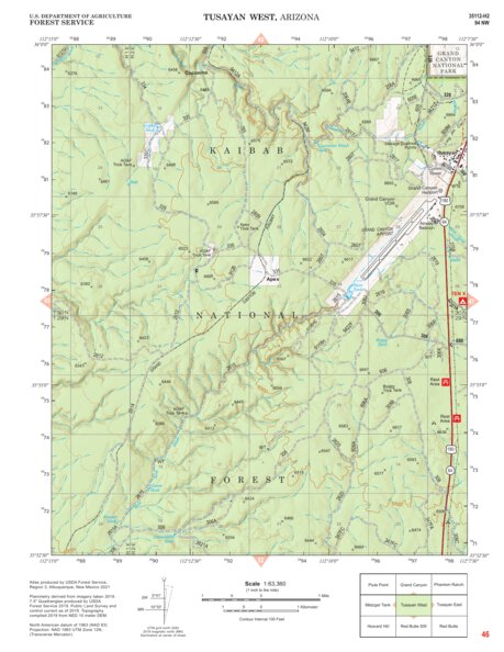 Kaibab National Forest Quadrangle Map Atlas: pg 46 Tusayan West Preview 1