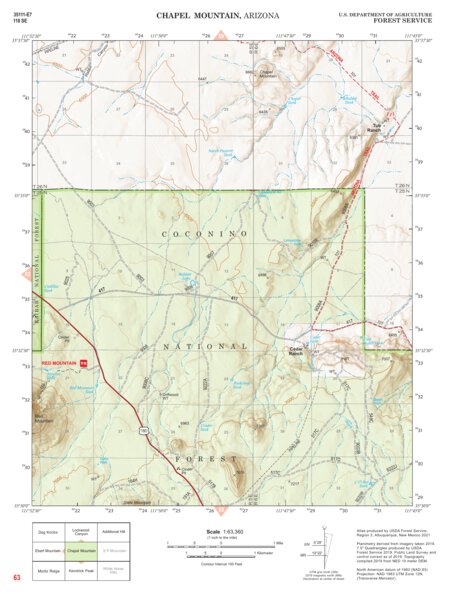 Kaibab National Forest Quadrangle Map Atlas: pg 63 Chapel Mountain Preview 1