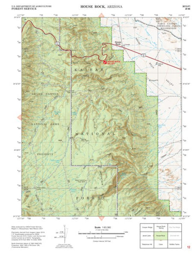 Kaibab National Forest Quadrangle Map Atlas: pg 12 House Rock Preview 1