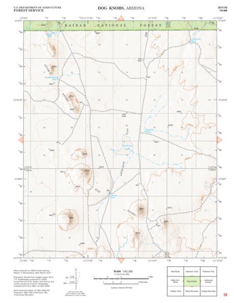 Kaibab National Forest Quadrangle Map Atlas: pg 58 Dog Hobbs Preview 1