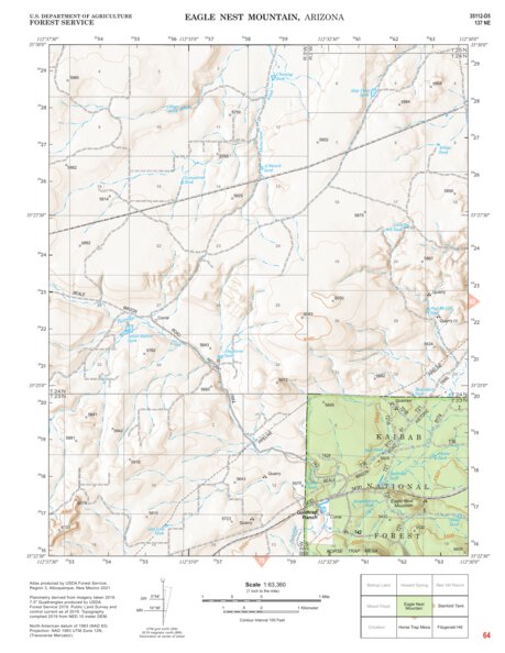Kaibab National Forest Quadrangle Map Atlas: pg 64 Eagle Nest Mountain Preview 1