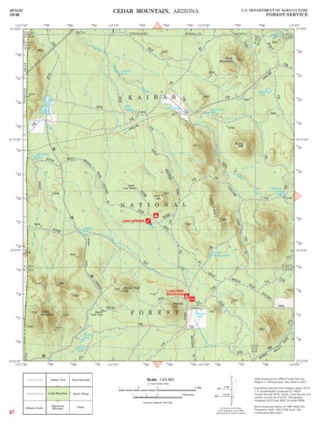 Kaibab National Forest Quadrangle Map Atlas: pg 67 Cedar Mountain Preview 1