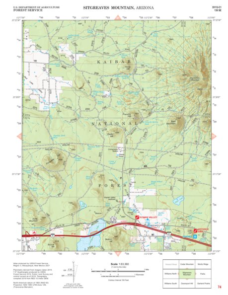 Kaibab National Forest Quadrangle Map Atlas: pg 74 Sitgreaves Mountain Preview 1