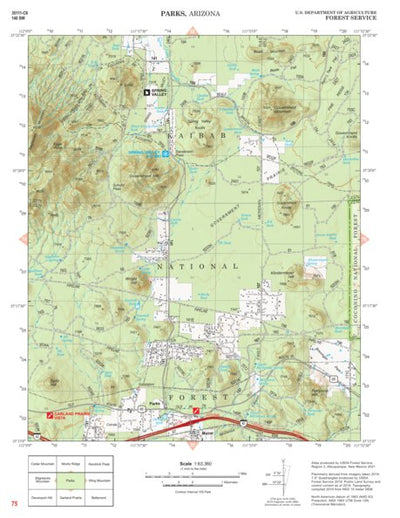 Kaibab National Forest Quadrangle Map Atlas: pg 75 Parks Preview 1