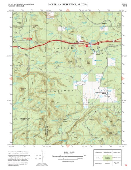 Kaibab National Forest Quadrangle Map Atlas: pg 78 McLellen Reservoir Preview 1
