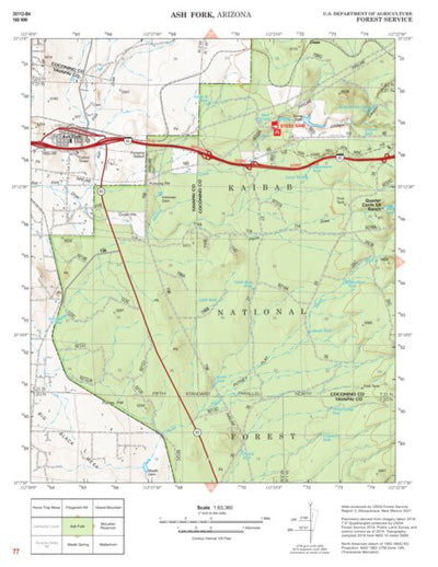 Kaibab National Forest Quadrangle Map Atlas: pg 77 Ash Fork Preview 1